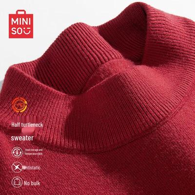 MINISO Men's Thickened Half-Turtleneck Knit Sweater