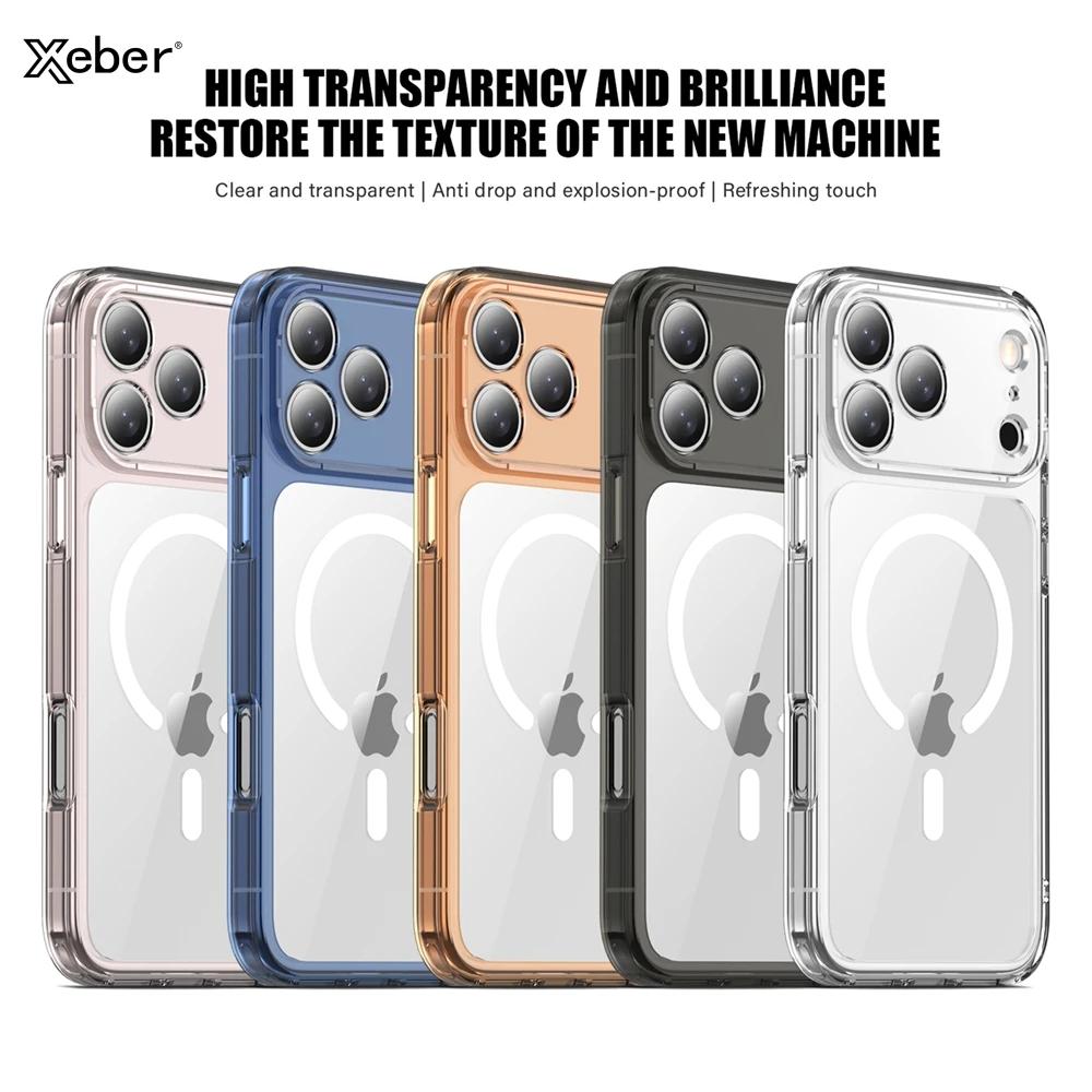 Luxury Clear TPU Shockproof For Magsafe Magnetic Phone Case For iPhone 17 Air 17 Pro Max Wireless Charging Shockproof Back Cover