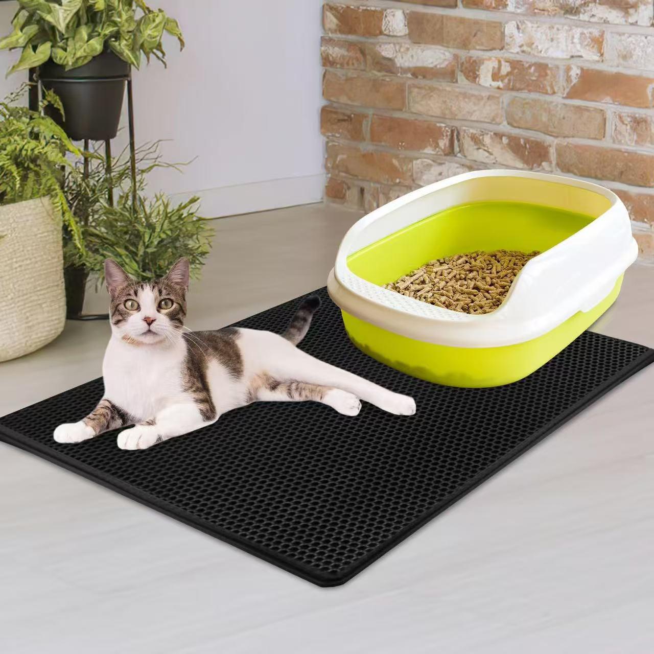 Double Layer Splash-Proof Anti-Tracking Cat Litter Mat for Litter Box Custom size (min. 200)