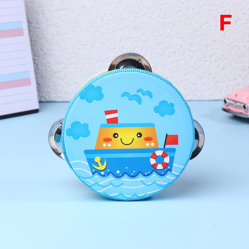 10CM Wooden Tambourine for Kids - Manual Percussion Hand Drum Educational Musical Instrument Game for Children
