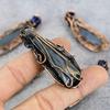 Kyanite Rough and Blue Sapphire Gemstone Pure Copper Wire Wrap Handmade Jewelry Pendant