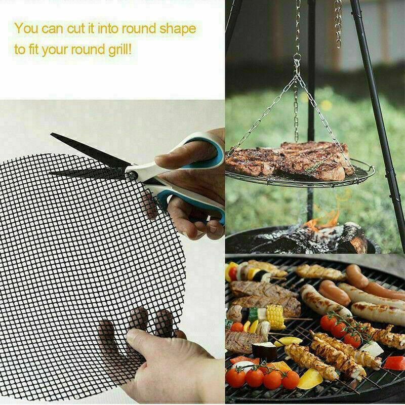 1PCS Non-stick Barbecue Mesh Mat High Temperature Resistant BBQ Grid Pad Reusable Outdoor Cooking Pad Sheet Baking Kitchen Grill Tool