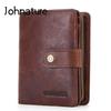 Portamonete da uomo con pochette multifunzione in pelle Crazy Horse vintage con cerniera solida e Hasp