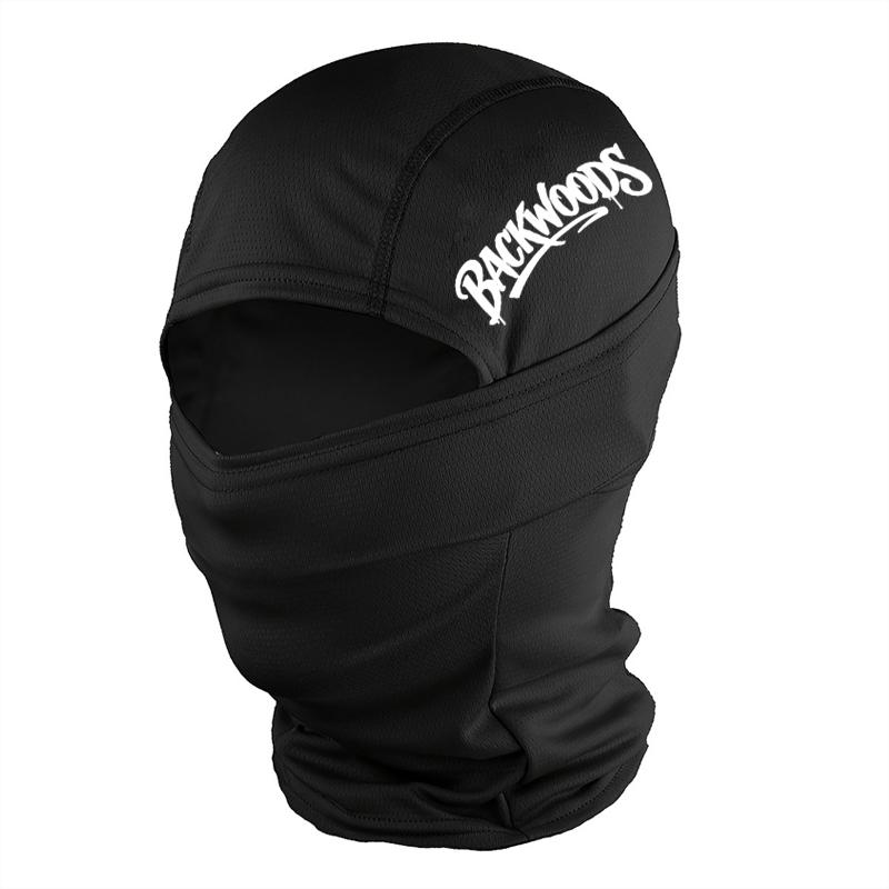 Musion Balaclava Gezichtsmasker Ademend BACKWOODS Print Zweetabsorberend Zonnescherm Helm Hoed Set Geschikt voor Fietsen en Wandelen One Size zwart
