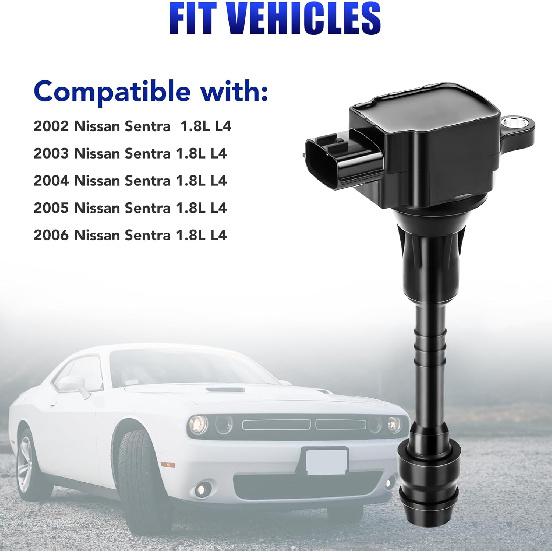 Set of 4 Ignition Coil Pack and Spark Plugs Fits for Nissan Sentra 1.8 L4 2002 2003 2004 2005 2006 1.8L Replaces UF351 C1397