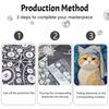 Pearl Painting DIY Kit Cute Cat Wearing Blue Hat Frameless Sparkling Bead Art Canvas Creative Home Decor Craft for Beginners