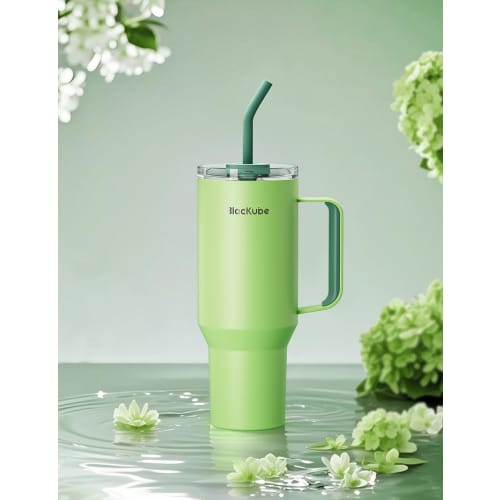 Blackube Ceramic Tumbler, Large Capacity (1200ml), Vacuum Insulated, Keeps Drinks Hot or Cold for 24 Hours, Spill-Resistant, with Straw, Handle, and L