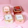 Fashion Cute Flip Necklace Box Romantic Dustproof Rotating Rose Box Automatic Plastic Necklace Storage Case Birthday