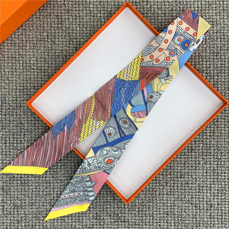 POBING Satteldruck 18m/m Twill Seidenschals Damen Luxusmarke Schal Taschenbänder Krawatte Kopftuch Kleiner Langer Schmaler Schal 86*5CM