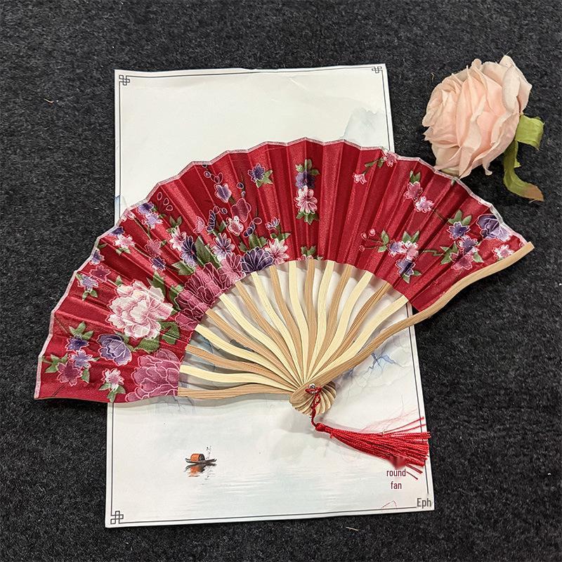 Goldener Faltfächer - Klassischer Chinesischer Stil für Tanzen, Tragbar und Elegant im Design