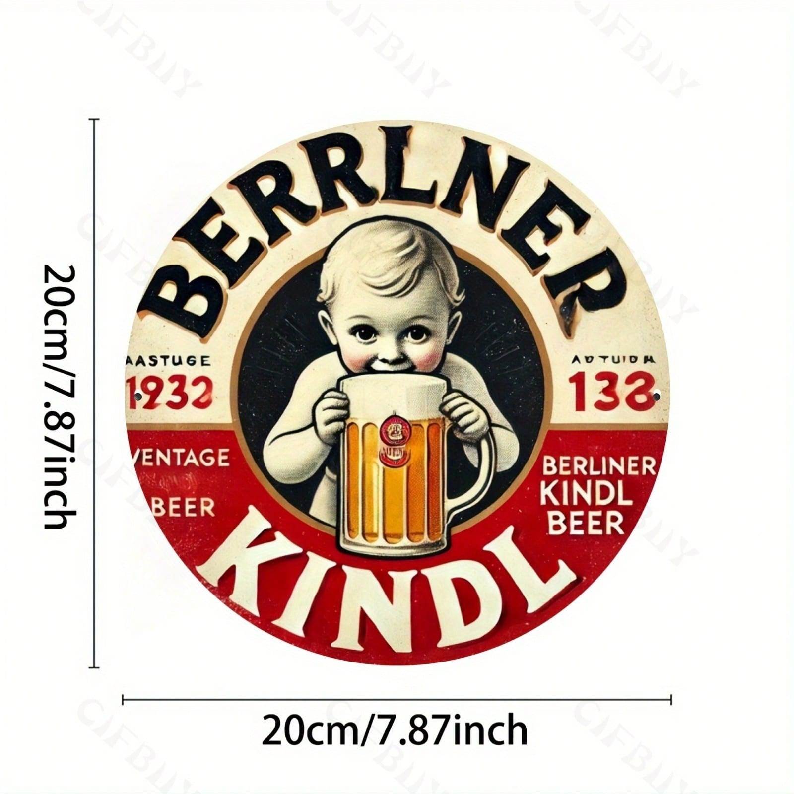 

Винтажная металлическая настенная арт-панель с пивом Berliner Kindl, 8x8 дюймов, круглая алюминиевая табличка, декор для дома, офиса, прочная, для помещений и улицы, бара, кафе, подарок разноцветный