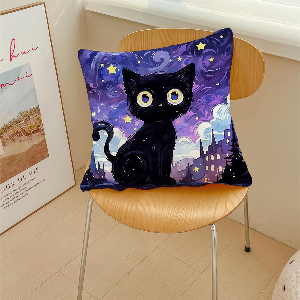 Cartoon Abstrakter Sternenhimmel und Schwarze Kissenhülle Kissenbezug Dekoration Zimmer Haus Sofa Wohnzimmer Büro Auto Nordische Schlichtheit