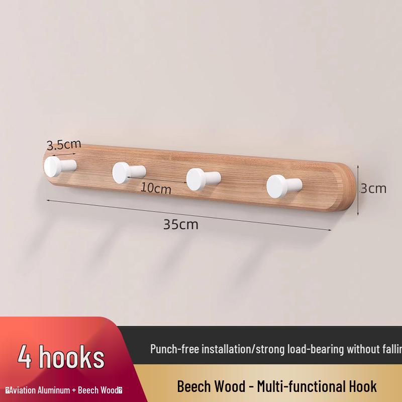 Log Style Wooden Wall-Mounted Coat and Clothes Hook