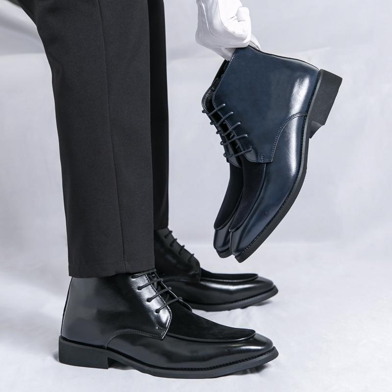 Boots New Arrival Motorcycle Boots Lace-Up Male Men Shoes for Club Pointed Toe Leather Fashion Shoes Outdoor Men -match Ankle