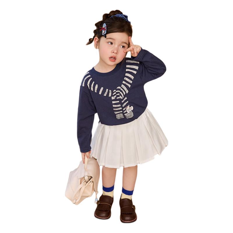 LUSON Baby Girls  School Style Pleated Skirt 130