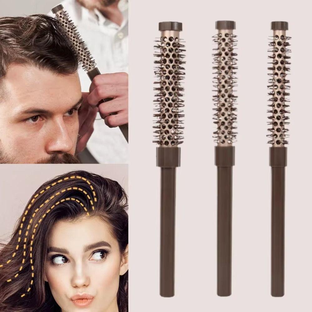 3Pcs Nylon Bristles Curly Hair Styling Comb Aluminum Tube Hair Root Comb  Home Use