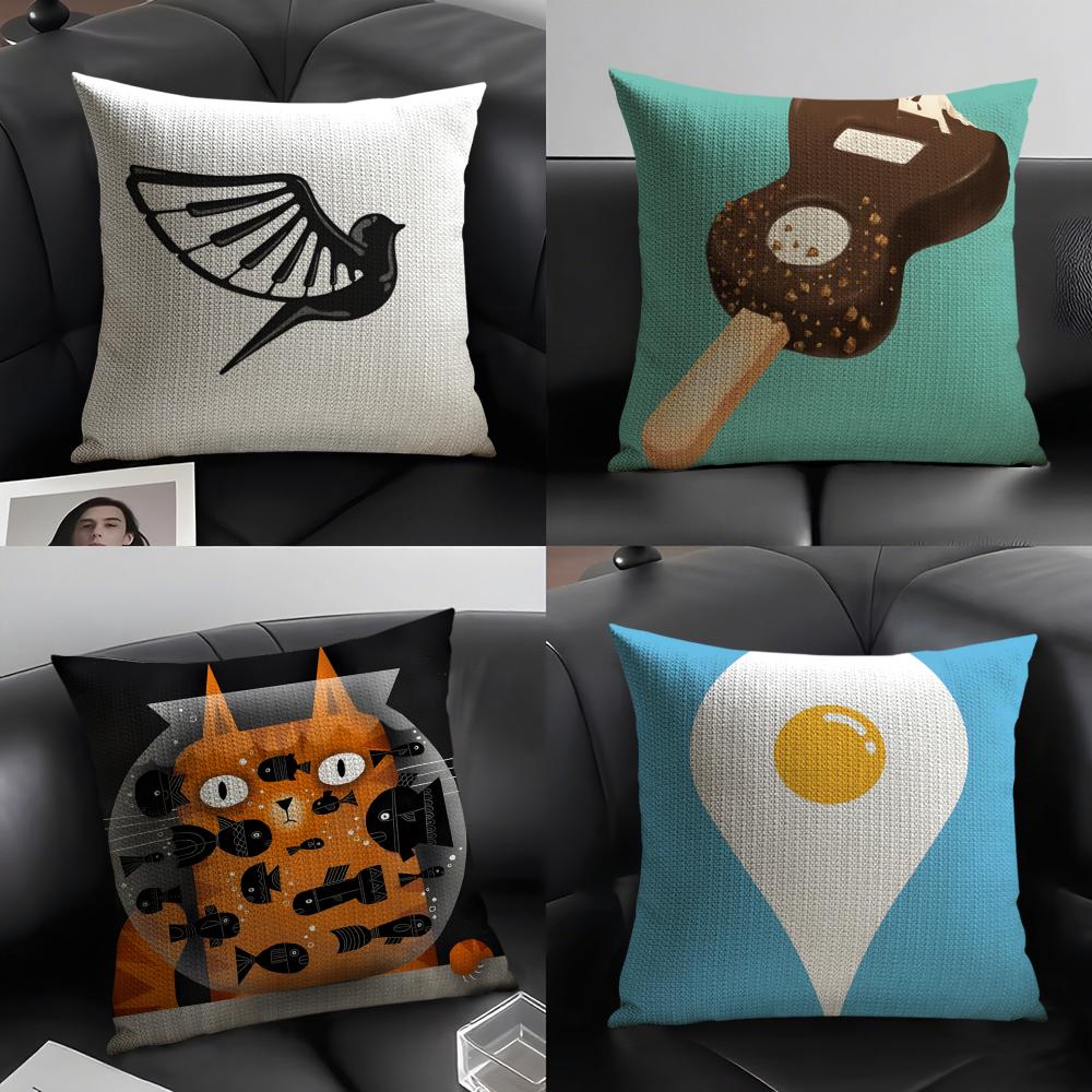 3 Funny Quirky Musical Instrument Patterns Pillow Case Home Living Room Decoration Linen Pillowcover Pillow Cases Cushion Cover