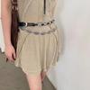 Female Belt Decorative Thin Waist Belt Black Leathers Belts for Dress Jeans