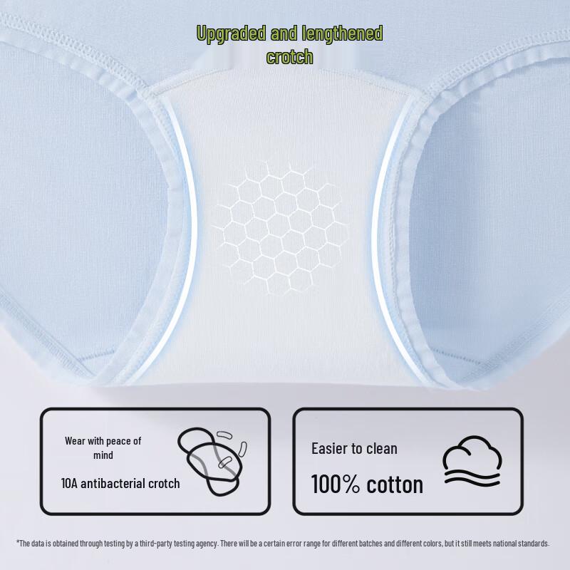 Women's Class A Baby Cotton Antibacterial Seamless Mid-Waist Briefs 4-Pack