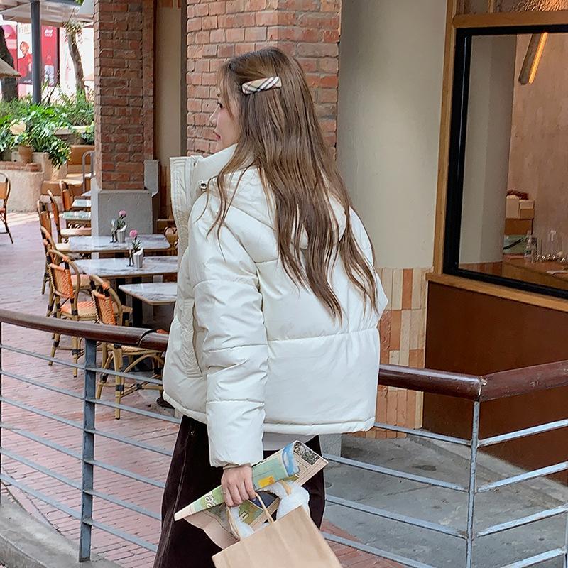 

Leather jacket trendy cotton-padded clothing women s winter new loose cotton-padded jacket student bread clothing removable hat cotton-padded jacket XL белый