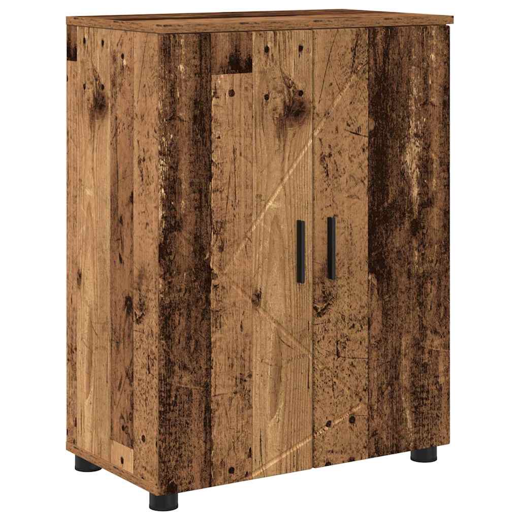 Bathroom Furniture Set with Door 4 Pcs Reclaimed Wood Plywood and Metal