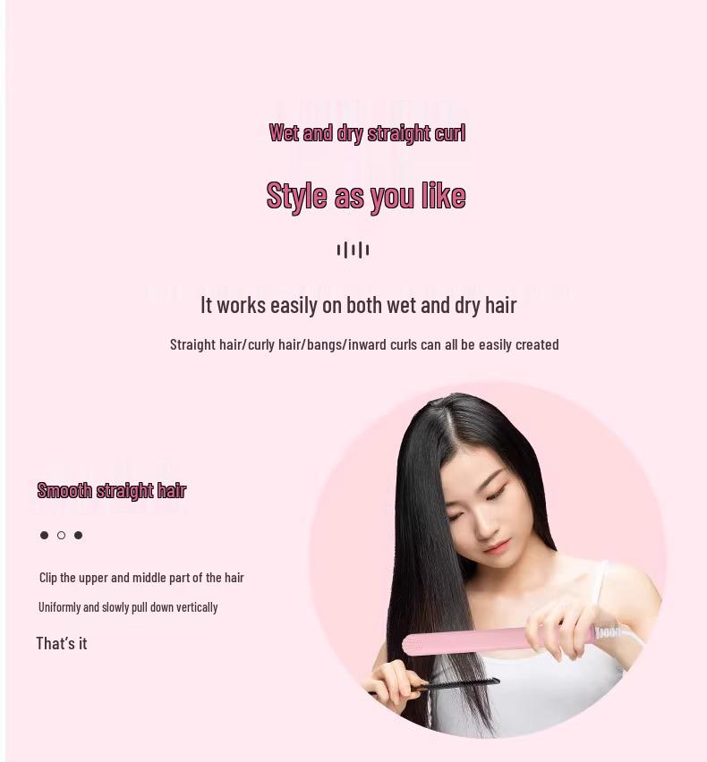 Mini Dual-Use Hair Straightener & Curler for Women & Men - Small Iron for Bangs