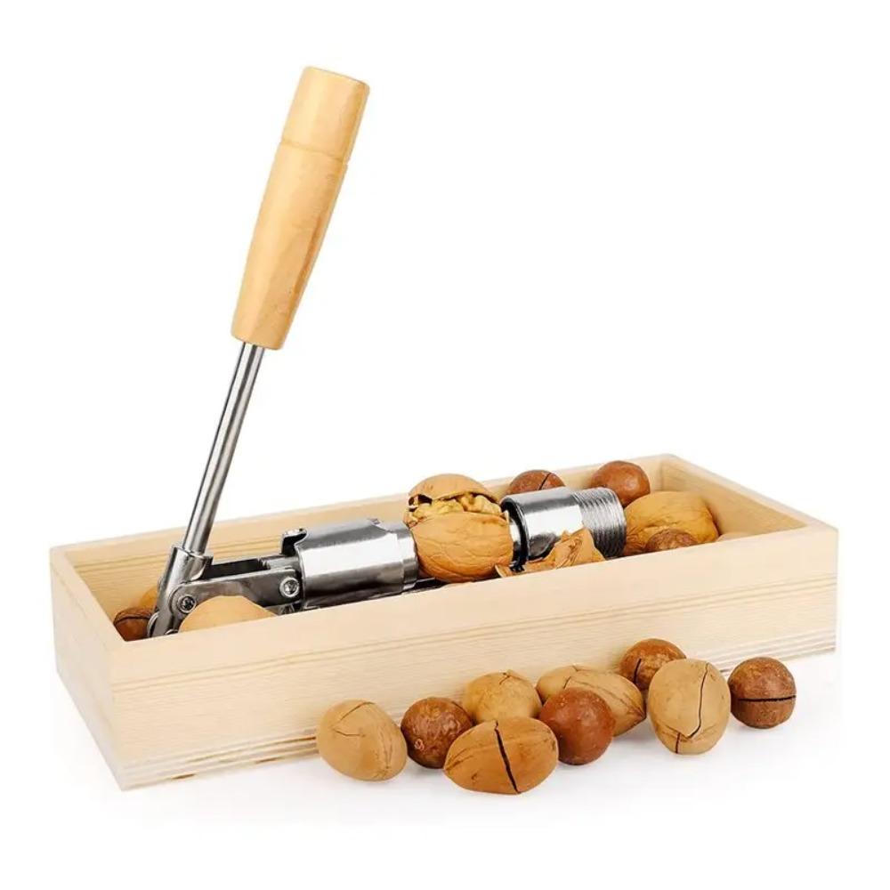 Kitchen Gadgets Manual Nut Cracker Heavy Duty Stainless Steel Walnut Shelling Machine With Storage Box Nut Sheller Pecans