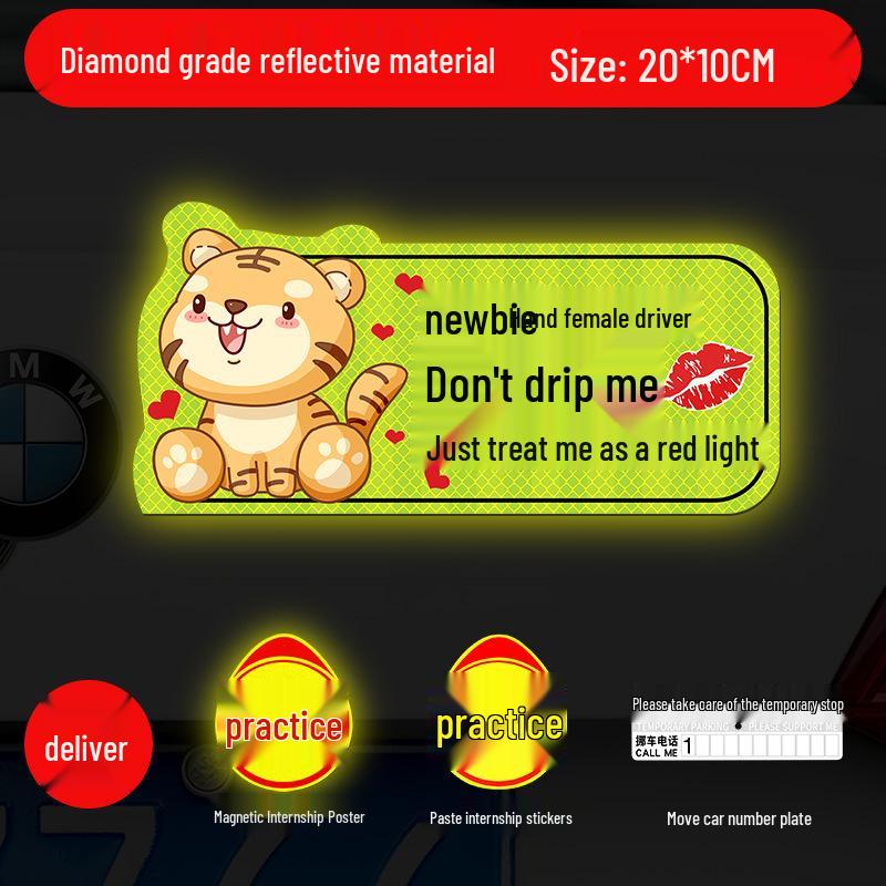 Magnetic Reflective Car Stickers for New Female Drivers
