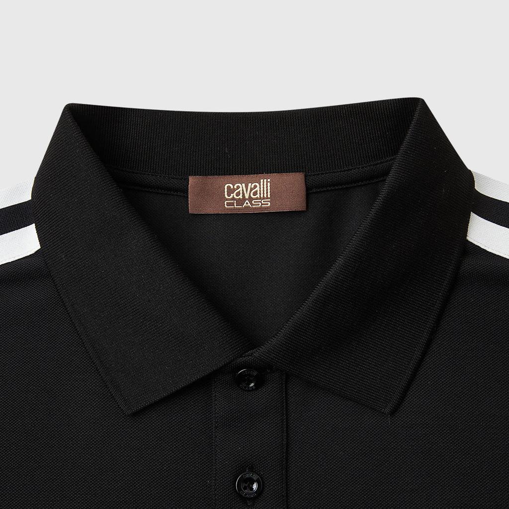 Men's Contrasting Color Embroidered Logo Short Sleeve Polo Shirt