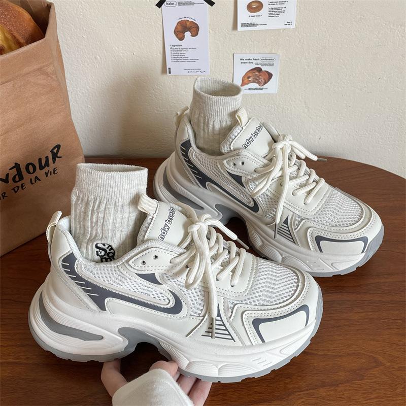 Dad Shoes Women's Shoes 2025 New Spring and Summer Thin Thick-soled Heightening Little White Shoes Breathable Mesh Casual Sports Shoes