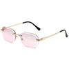 Women's Fashion Cut Edge Diamond Rimless Sunglasses Men's Classic Fashion Brand Driving Glasses Trendy Street Wear Accessories
