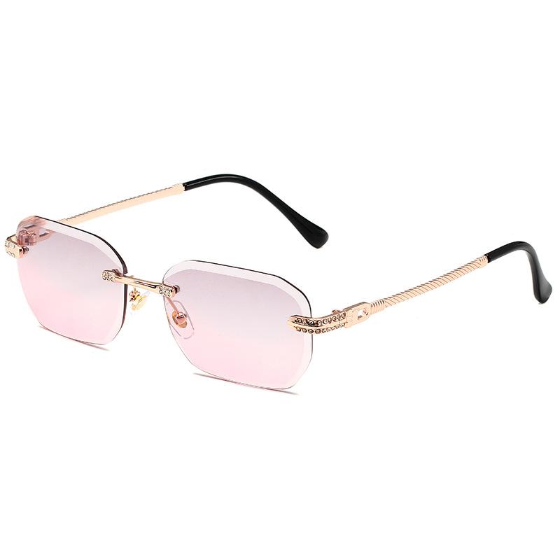 Women's fashion cut edge diamond rimless sunglasses Men's classic fashion brand driving glasses Trendy street wear accessories
