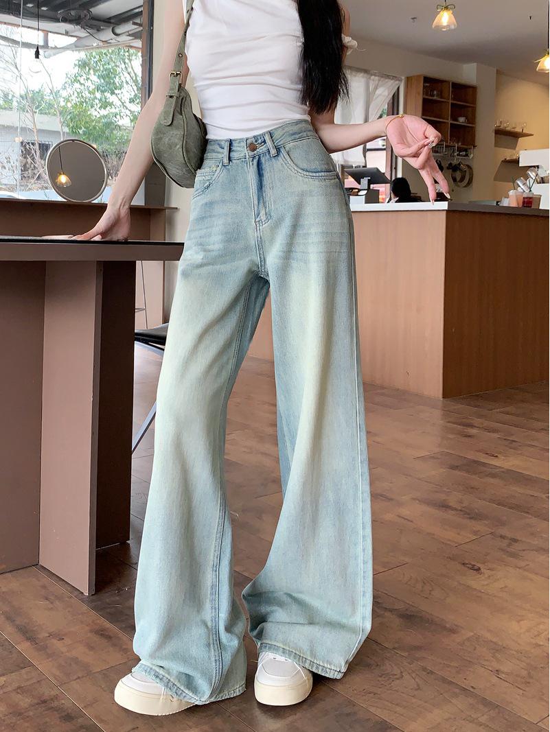 

Женские широкие джинсовые брюки с высокой талией для лета 2X Large синий