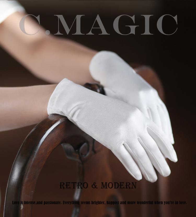 

Ретро Белые Атласные Короткие Свадебные Перчатки - Аксессуары Невесты для Церемонии и Вечерней Вечеринки One Size слоновая кость