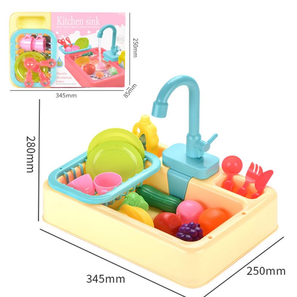 Kids' Kitchen Tools and Gadgets Electric Dishwasher Fruit Vegetable Clean Basin Simulate Circulate Water Toy keuken accessoires