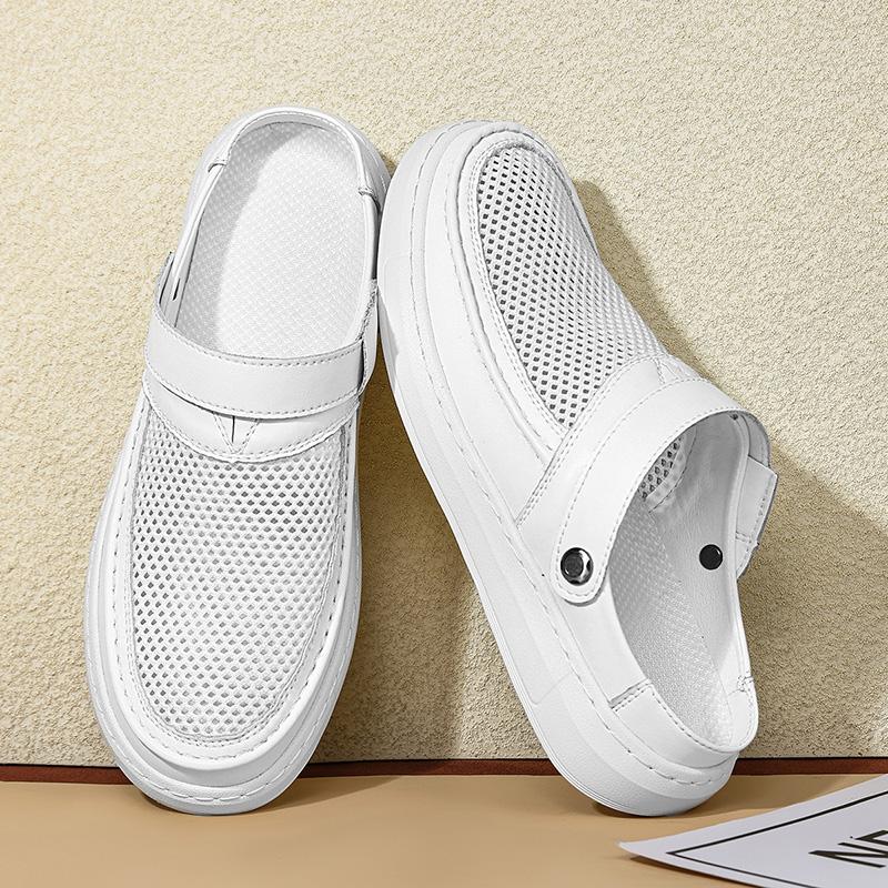 Fashion Street Style Breathable Mens Slippers Lightweight Male Slides Non-Slip Anti-collision Toe Shoes for Outdoor Beach Flats Sandals