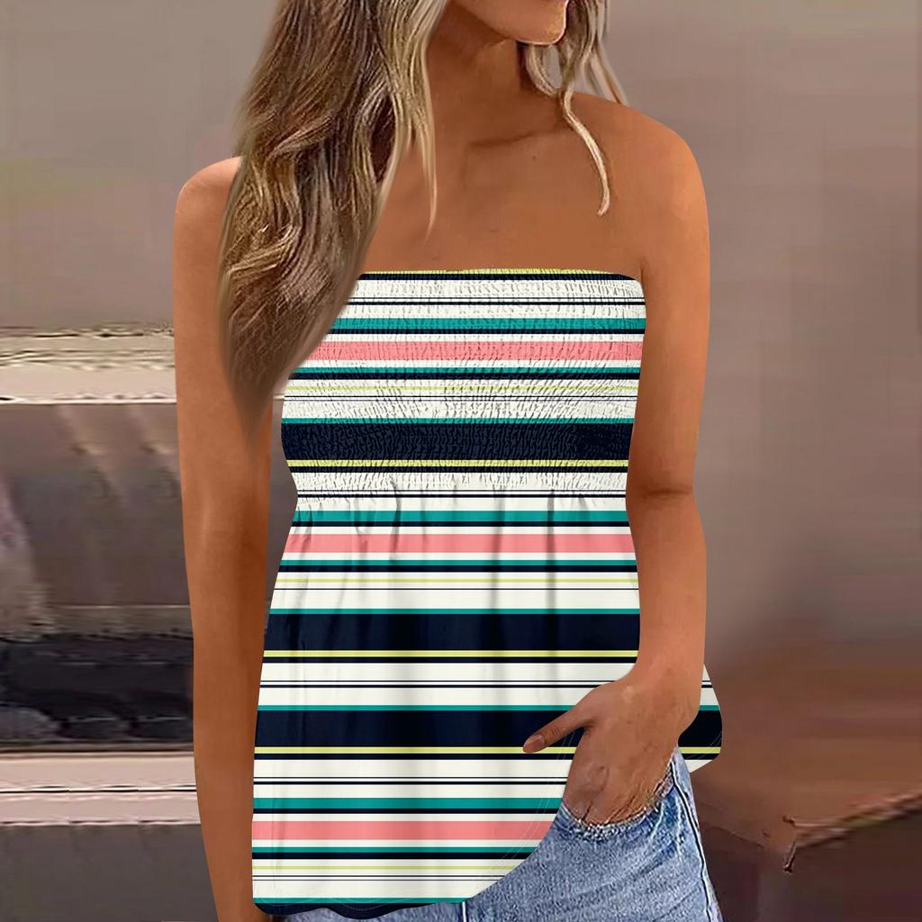 Tube-Tops für Damen, süßes, sexy, schulterfreies, ärmelloses T-Shirt mit Aufdruck