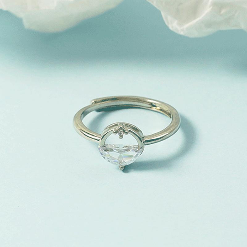 925 Sterling Silver Plated Sun Moon Sunflower Heart Rings for Women Original Flower Wedding Crystal Luxury Jewelry R5375