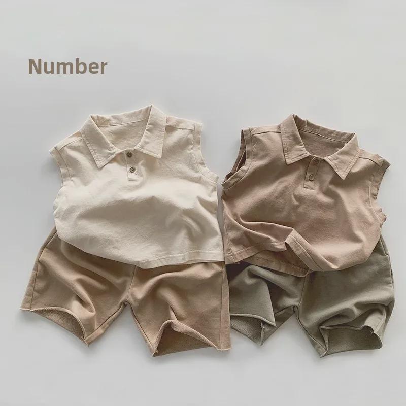 Kids' 2025 Summer Sleeveless Cotton Vests - Korean Style Casual T-Shirts for Boys & Girls