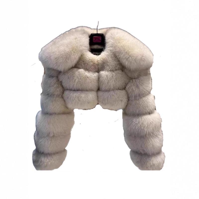 Pelzjacke Imitation Fuchsfelljacke Revers Kurz Warm Wintermantel