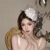 Sweet Veil Hat Headwear Flower Funeral Headdress All-match Feathers Fascinator Hat  Lady/Bride