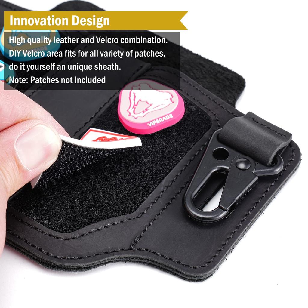 VIPERADE PL3 Lederscheide mit DIY-Patch EDC Taschenorganizer für Leatherman Scheide mit Stifthalter Taschenlampe EDC Gürtelorganizer mit Schlüsselanhänger