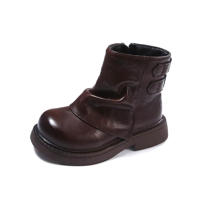 

Весенне-осенние ботинки-брюки на толстой подошве для девочек, короткие ботинки в британском стиле для детей среднего и старшего возраста, рыцарские ботинки 36 коричневый