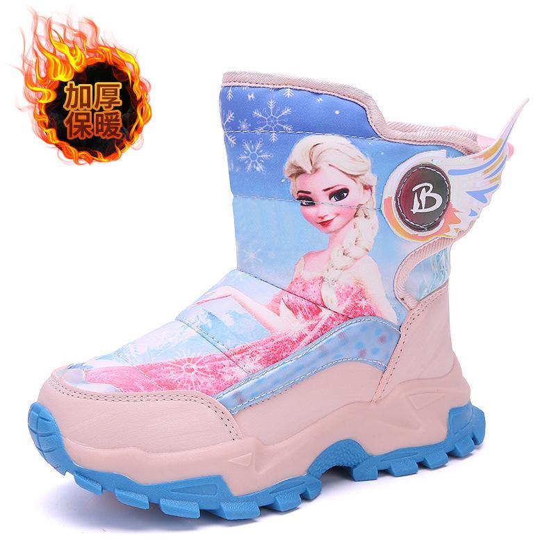 

Girls Snow Boots 2025 Winter New Girls Fleece Thickened Medium and Older Children s High Top Cotton Shoes Warm Cotton Boots Foreign Trade 28