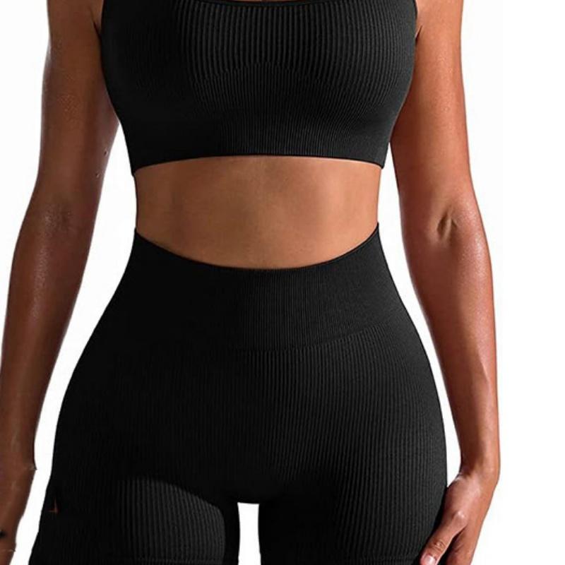 Women Seamless Yoga Shorts Striped Compression Running Shorts Skinny Activewear Gym Fitness Sport Summer Workout Solid Color Comfortable Lady Shorts