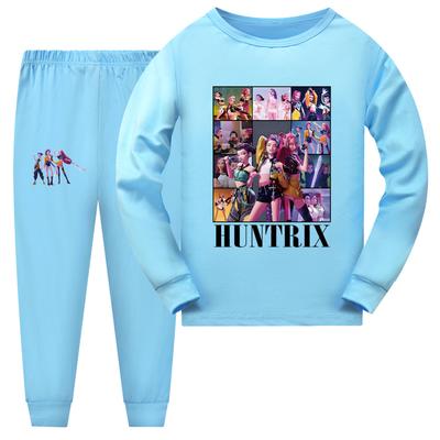 Autumn Winter Comfortable Warm Cute Boys Girls Set Kpop Witch Hunting Team Printed Fashion Loose Children's Long Sleeve Pajama Set