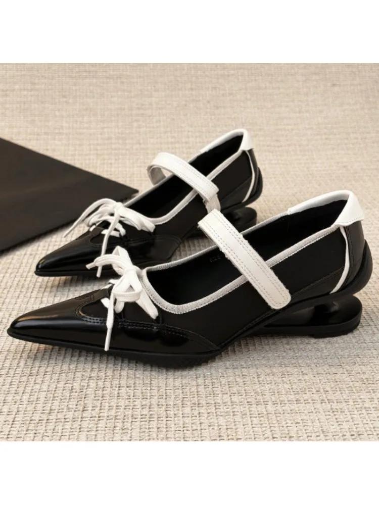 Fashion Fashion Pointed Toe Butterfly Knot Strange Style Mary Jane Shoes Women Designer Sports Ballet Shoes Elegant Party Dress Pumps