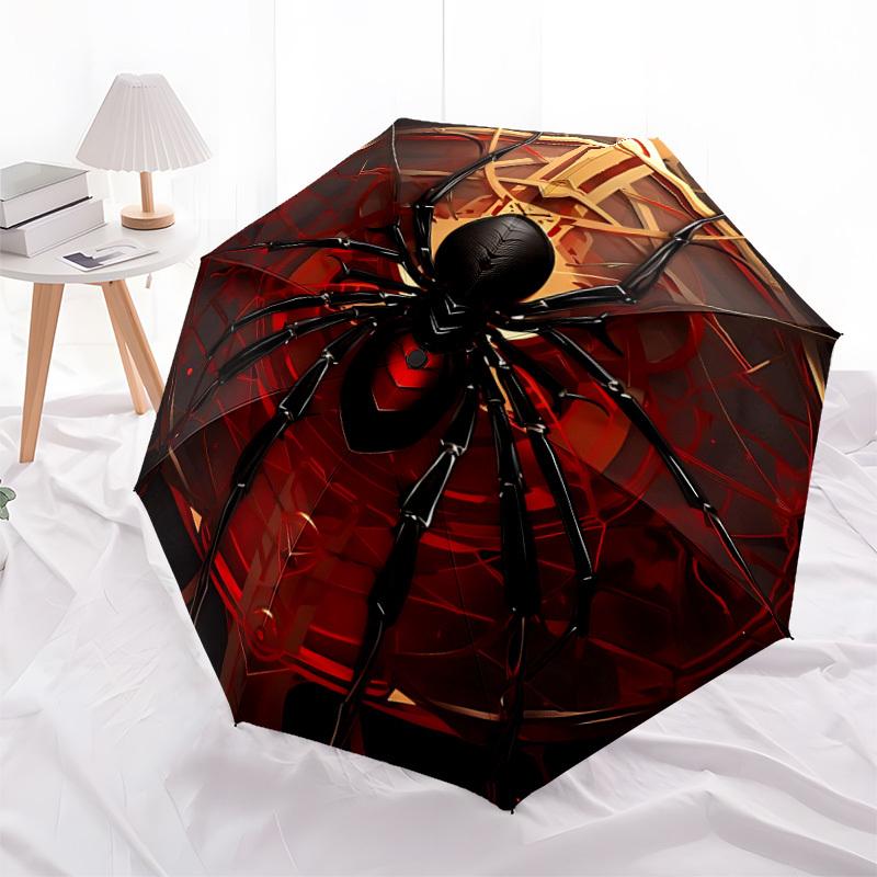 1pc Spider Web Automatic Folding Umbrella, Lightweight Retractable Compact Travel Umbrella, 8-Rib Sturdy Frame013