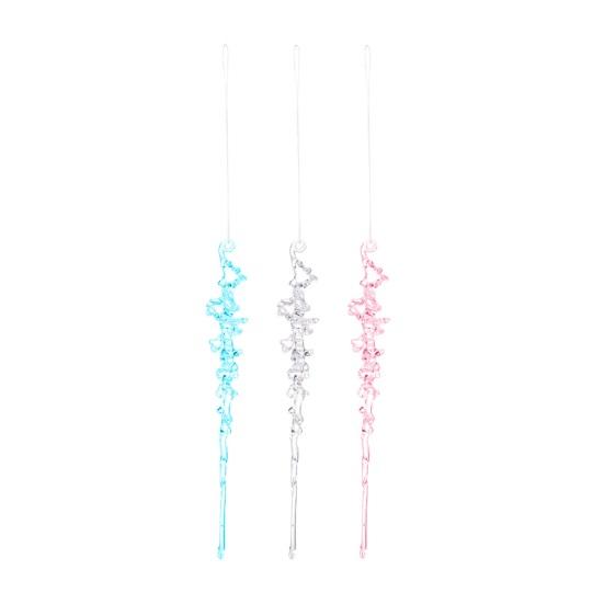 12 Pcs Crystal Christmas Icicle Ornaments for Tree Hanging Clear Acrylic Icicles