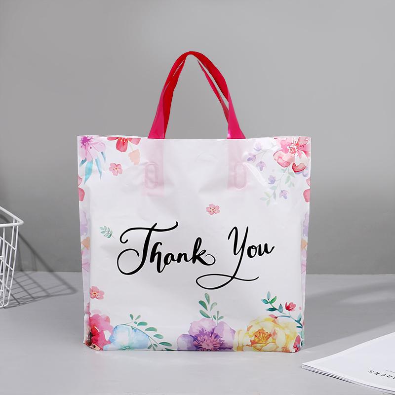 

10 шт. Подарочный пакет «Спасибо» с цветочным дизайном, пластиковые сумки-тоут для свадебной вечеринки по случаю дня рождения, подарочная упаковка, сувениры на День благодарения и Рождество 10Pcs